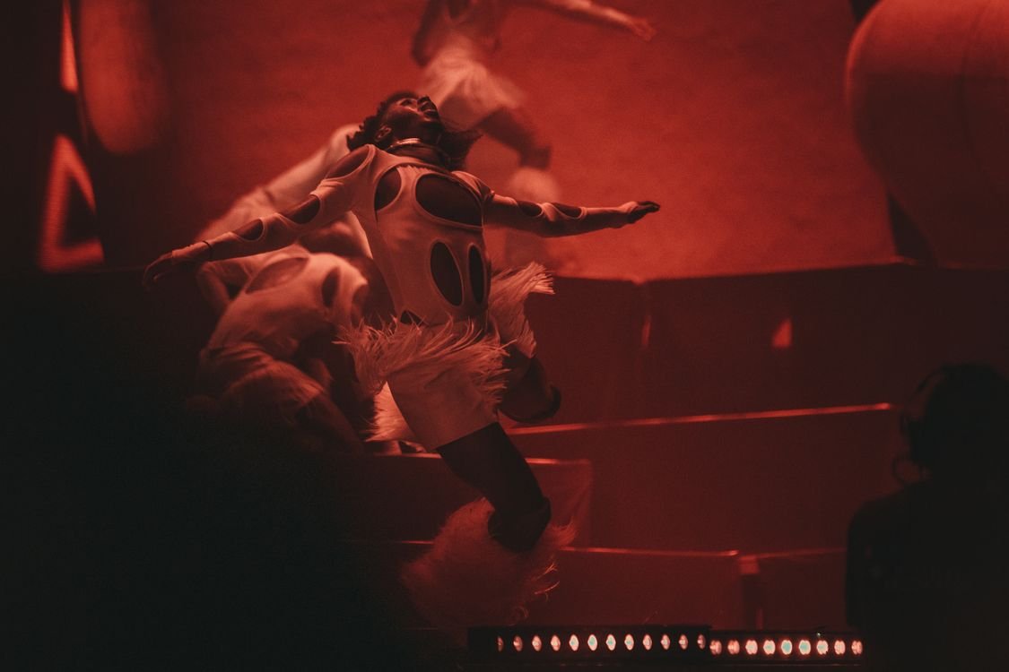 Performer wearing a stage costume